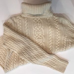 Croft&Barrow®  Neutral Turtle Neck Chunky Cable Knit Pullover Sweater M